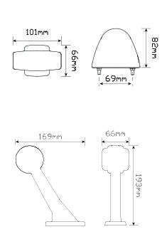 LED Umrissleuchte, rot/weiß, rechts, 12/24 Volt, baetz Truck & Trailer Stecksystem