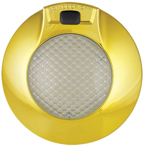 LED Innenraumleuchte, Serie 143, Rahmen goldfarbig, mit Türkontaktschalter, 24 Volt