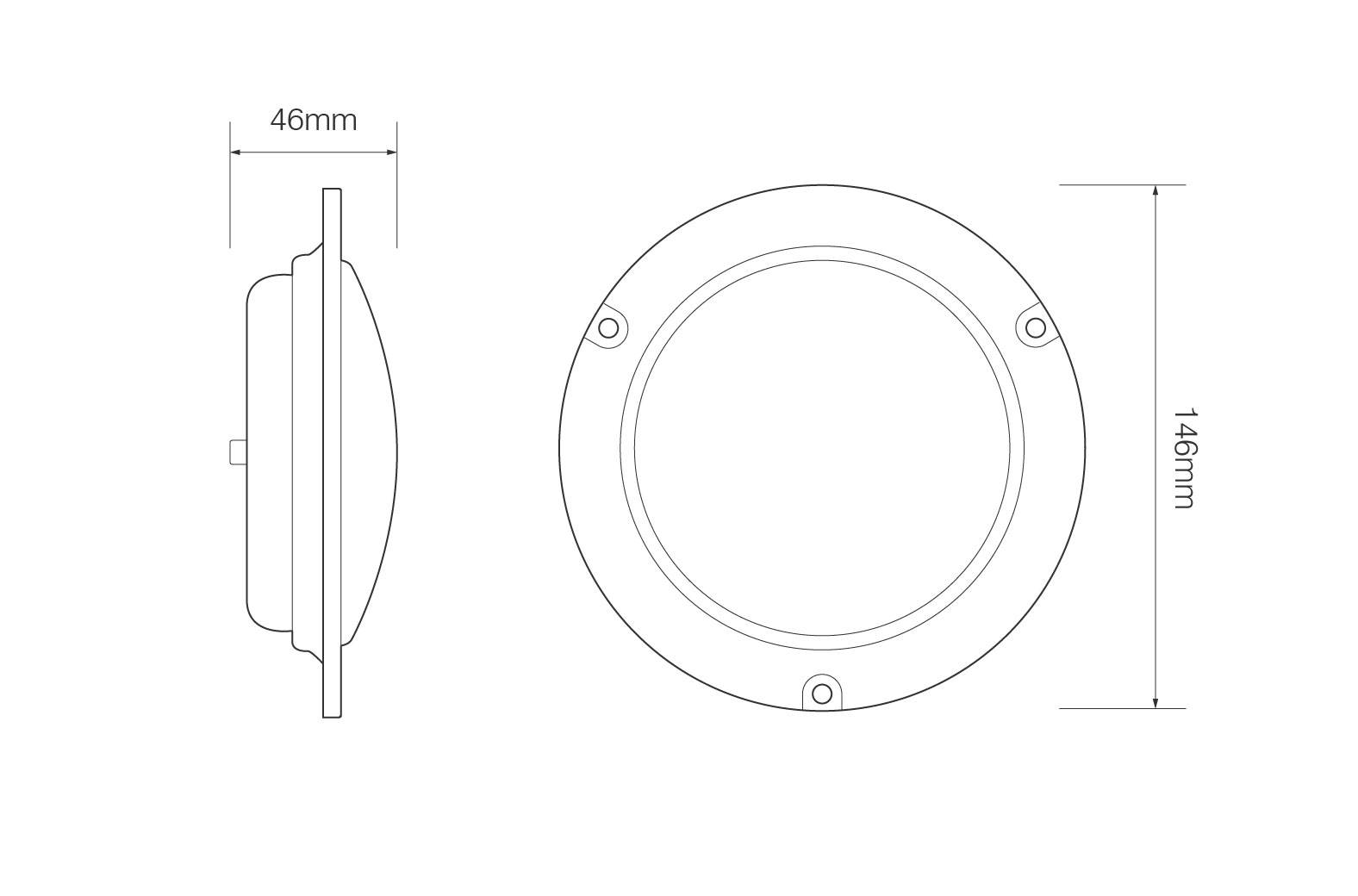 Heavy duty round interior lamp  recess