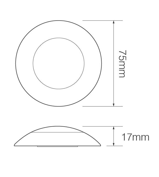 Runde LED Innenraumleuchte, verchromte Blende, weißes LED-Licht, 24 Volt, 17 mm hoch