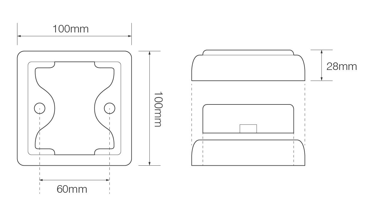 LED Bremslicht, Rücklicht, Serie 80, 12/24 Volt, 100 mm x 100 mm, ECE geprüft