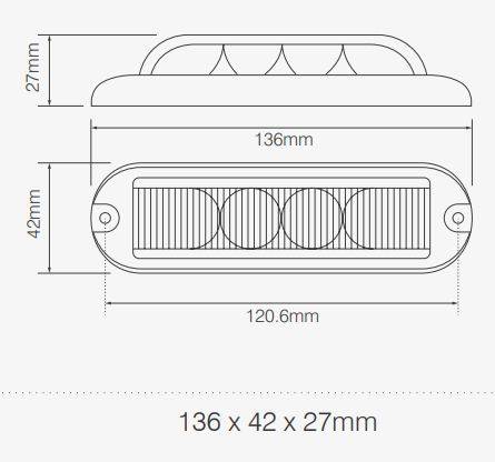LED Blitzmodul, 180°, LED-Farbe Blau, 4 LEDs, ECE R10