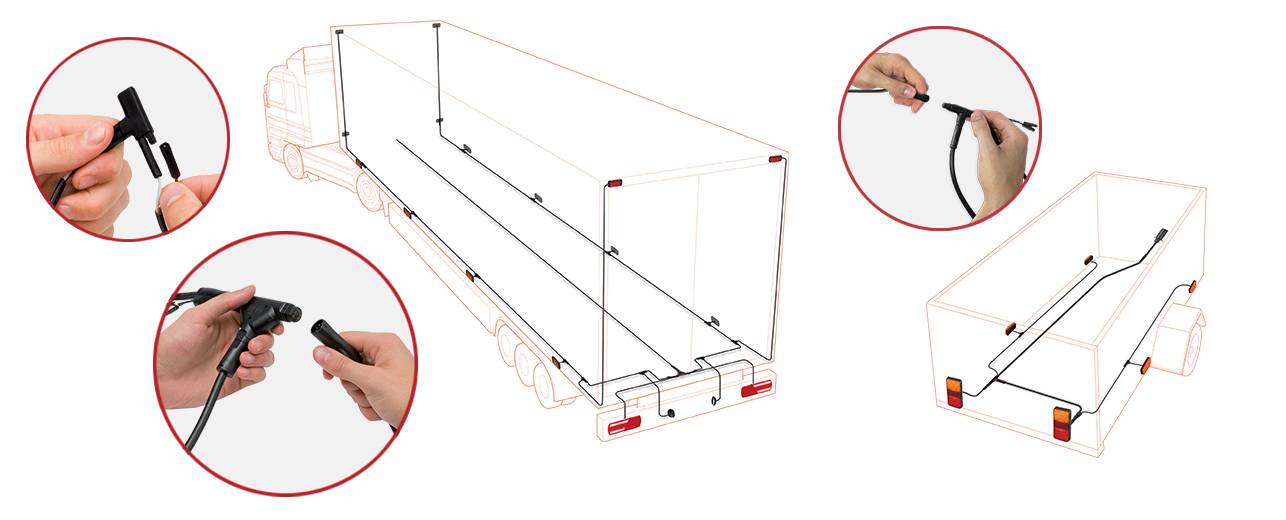 LED MaxiLamp mit Truck & Trailer Stecksystem, 1,2 m Länge, Kabel Rechts