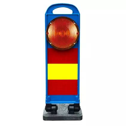 Klapp-Bake, BASt-geprüft, FlashMax, Polizei, blaues Panel mit gelber LED Leuchte