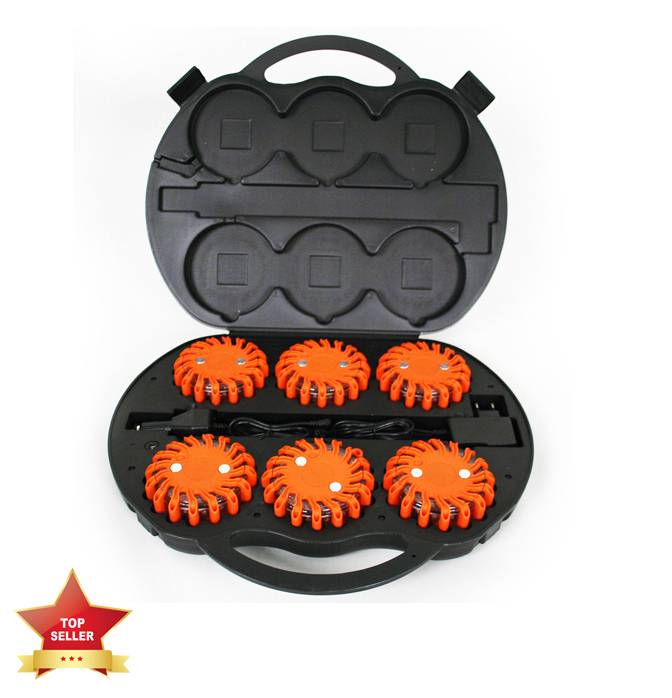 LED Warnblitzleuchten Set (orange) Akkubetrieb, Ladekoffer