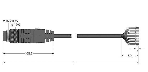 Turck Aktuator- u. Sensorleitung BSM19-E01-3/S90