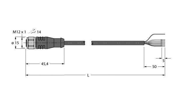 Turck Anschlussleitung RKSV4.4T-2/TFW