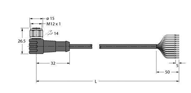 Turck Anschlussleitung WKCV12T-5/TFW