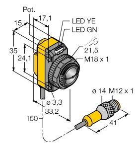 Turck Opto Sensor QS18VP6CV45QPMA