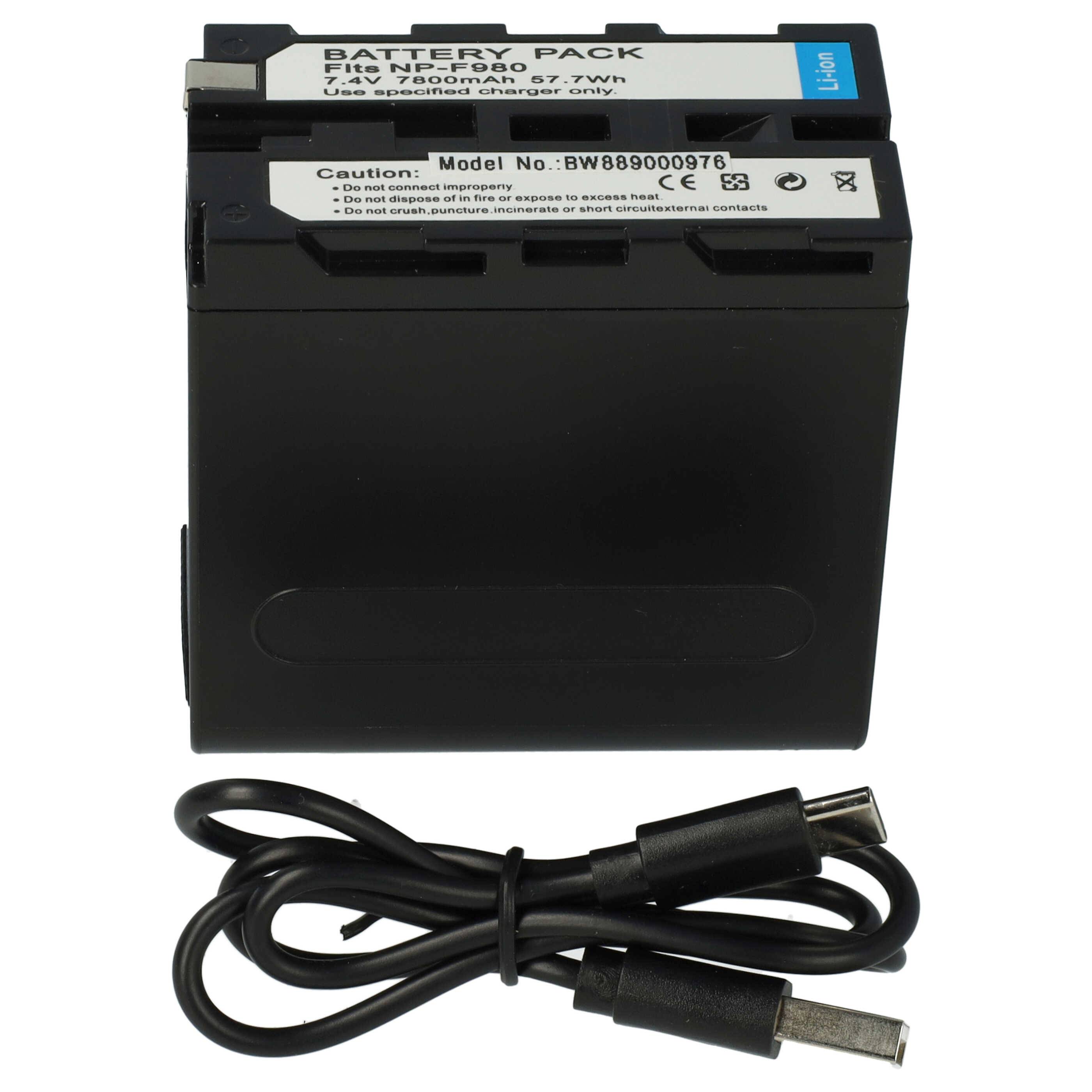 vhbw Akku kompatibel mit Sony DCR-TRV525, DCR-TRV9, DCR-TRV820E, DCR-TRV7, DCR-TRV720 Kamera (7800 mAh, 7,4 V, Li-Ion), USB-C Buchse