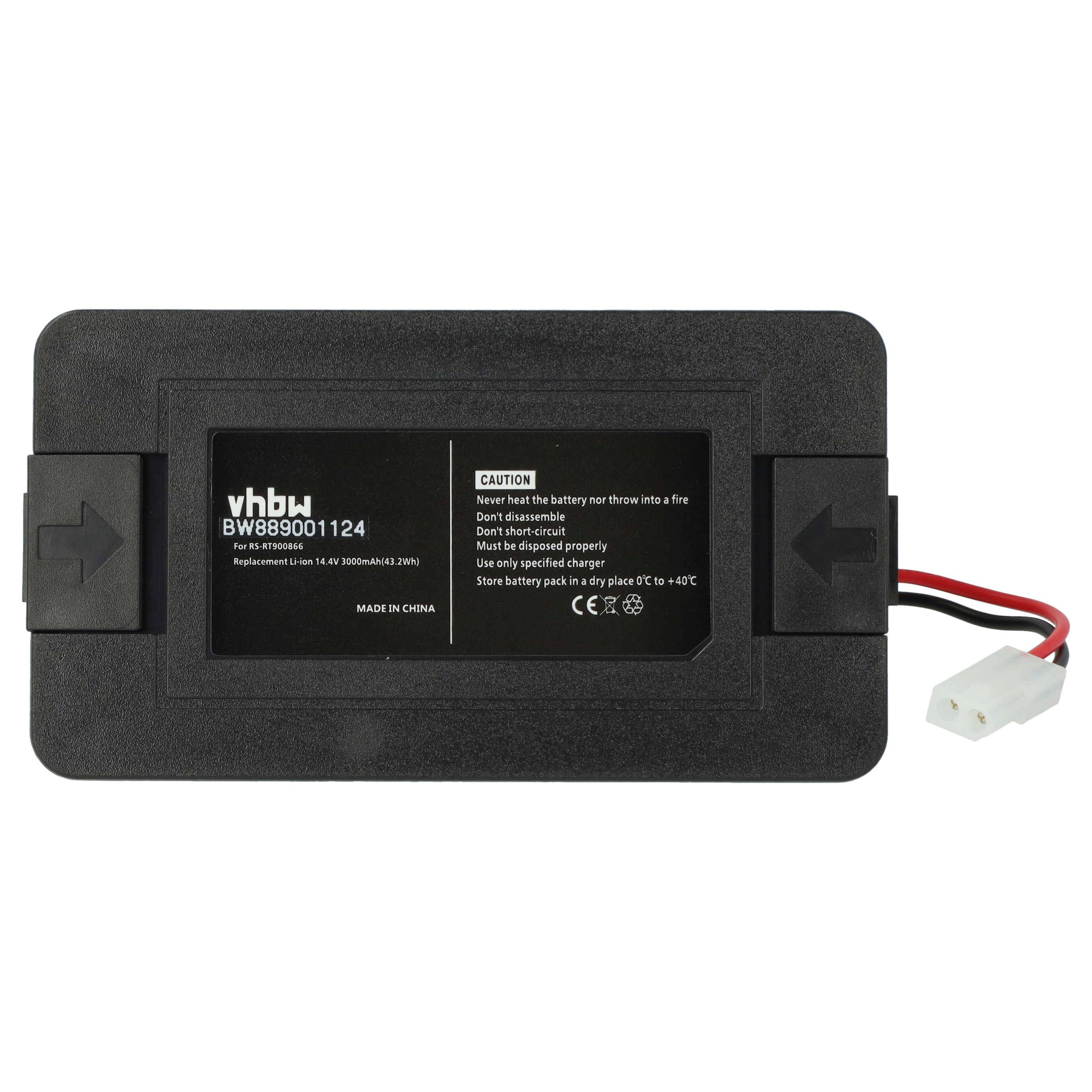 vhbw Akku kompatibel mit Rowenta X-plorer Serie 60 Connect RR7427WH, RR7427 Saugroboter Schwarz (3000 mAh, 14,4 V, Li-Ion)