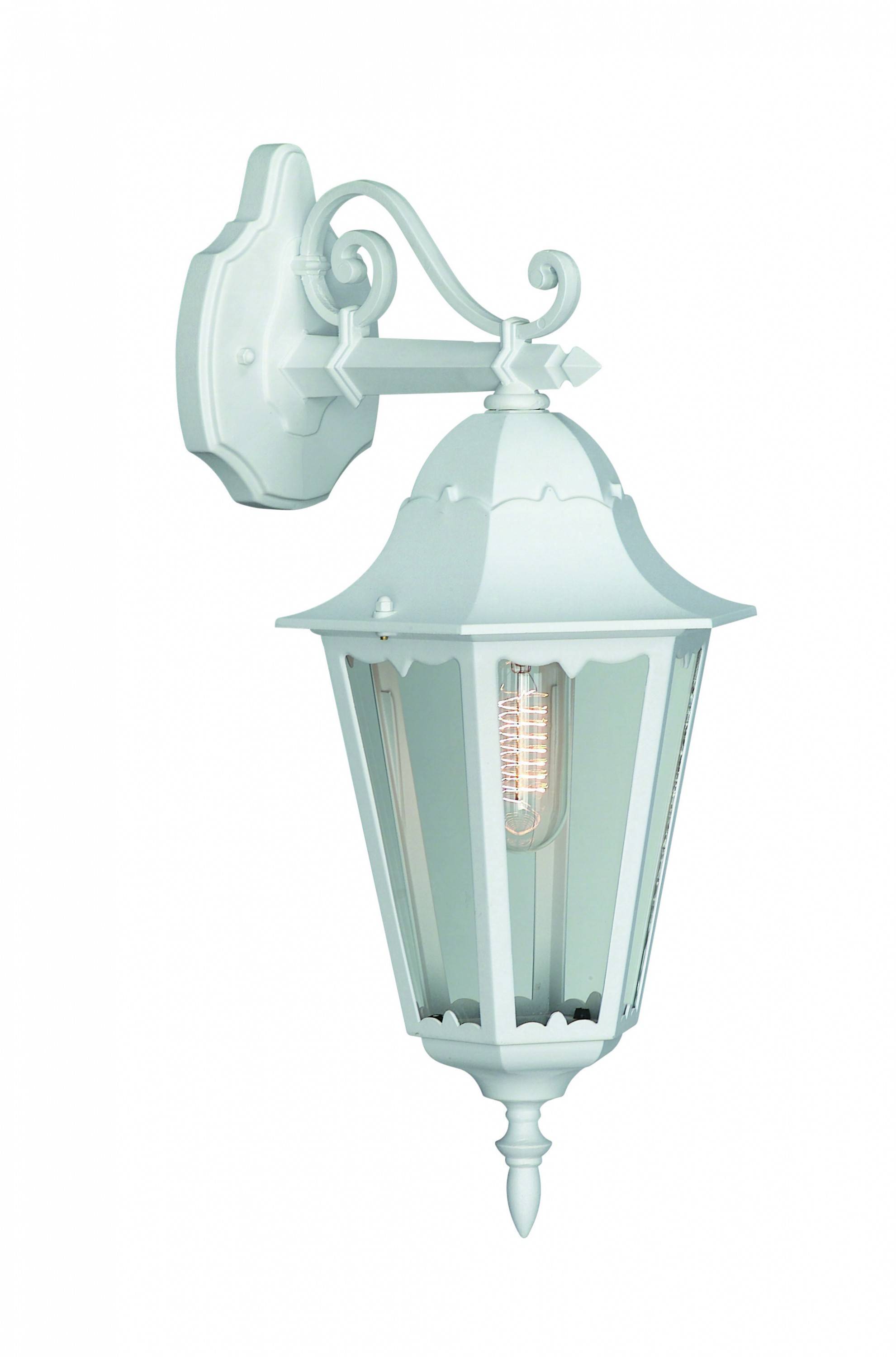 Wandaußenleuchte abwärts Weiss Außenleuchte Energiespar geeignet Alu Glas