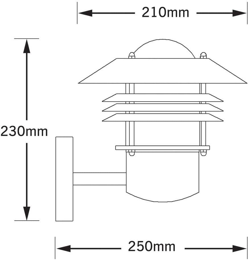 Wandaussenleuchte Schwarz LED tauglich 1x E27 max. 60W/230V Glas Aluminium