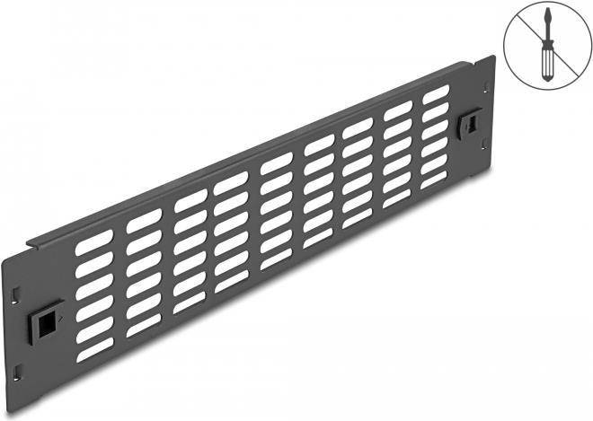 Delock Rackpaneel - mit Lüftungsschlitzen - Schwarz - 2U - 48.2 cm (19") - Netzw