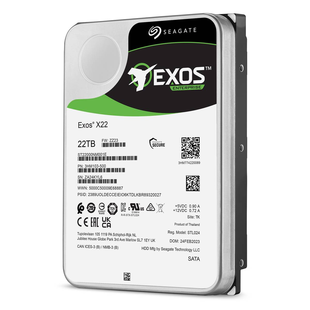 Exos X22 22TB 3,5 Zoll SATA 6gbs intern Enterprise HDD mit FastFormat 512e 4Kn