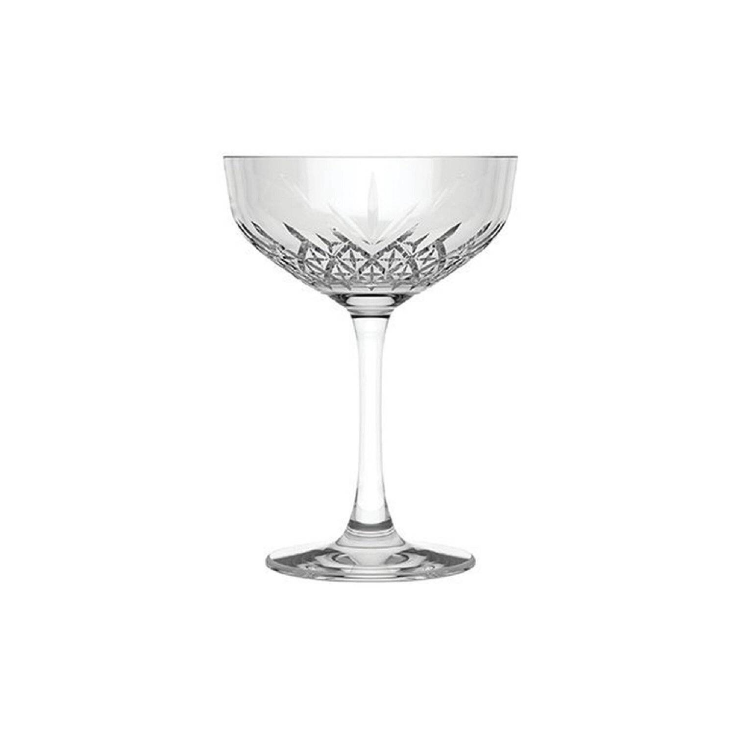 Pasabahce 440236 4er Set Gin Champagnerschale Sektschale Dessertschale Cocktail Glas „Timeless“ Kristall-Design aus Glas