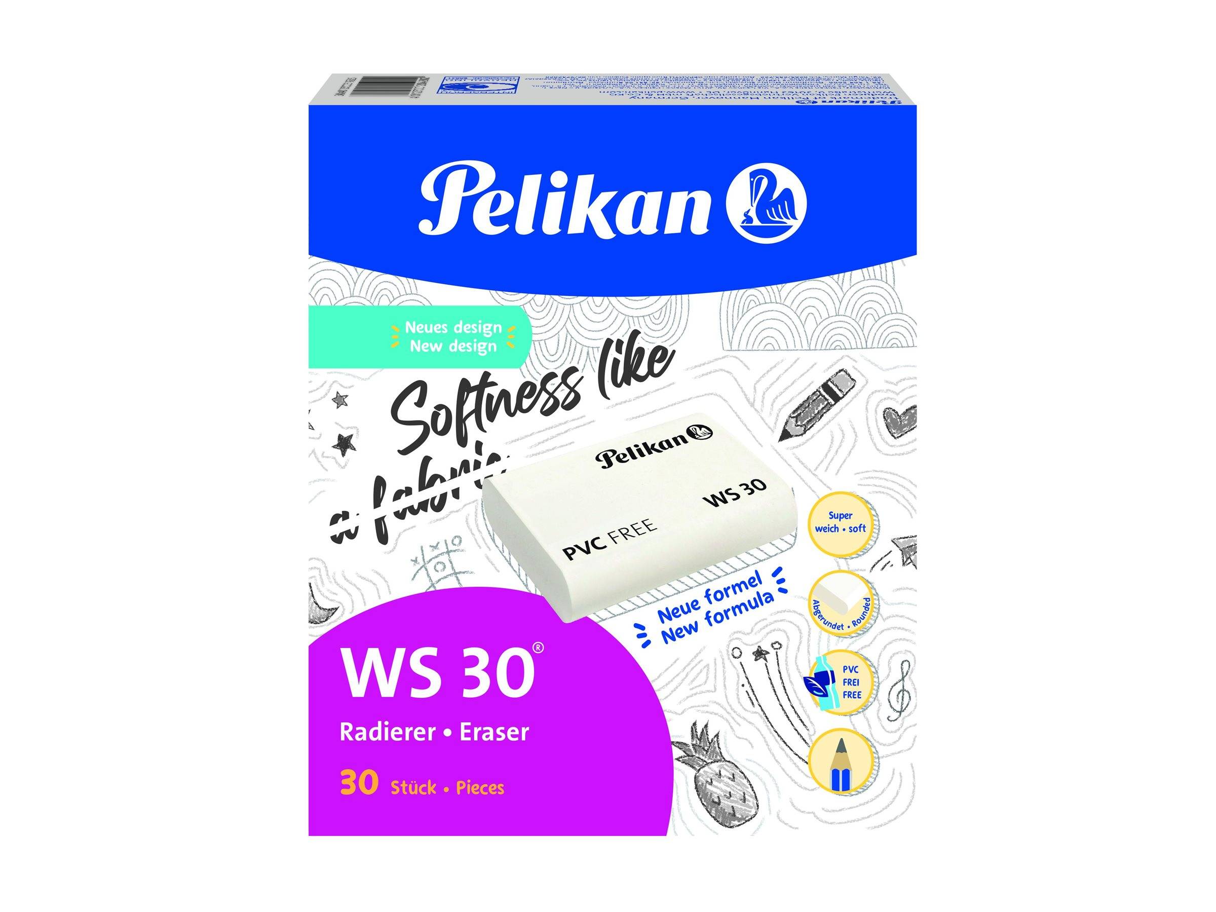 Pelikan WS30 - Radierer - weiß - Kunststoff (Packung mit 30)