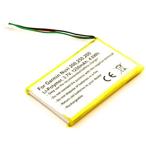 Akku für Garmin nüvi 250 Li-Pol 3,7 Volt 1250 mAh schwarz