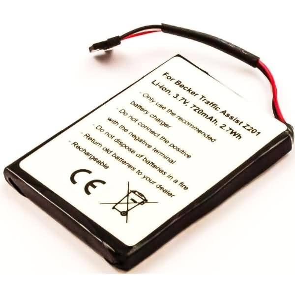Akku für Becker Traffic Assist Highspeed Li-Ion 3,7 Volt 720 mAh schwarz