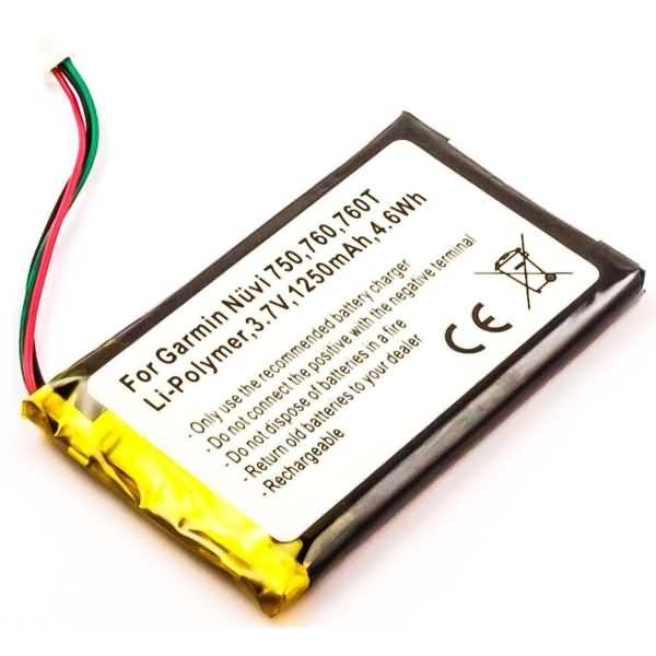 Akku für Garmin nüvi 760T Li-Pol 3,7 Volt 1200 mAh schwarz