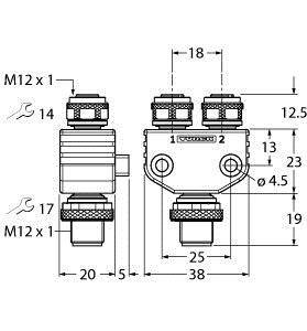 Turck Zweifachverteiler VB2FSM52FKM4.4/S2087