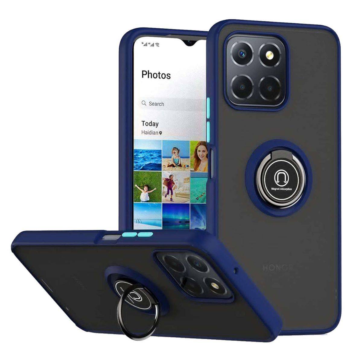 Für Honor X8a TPU / PC Design Ring Magnet Cover Handy Tasche Hülle Neu