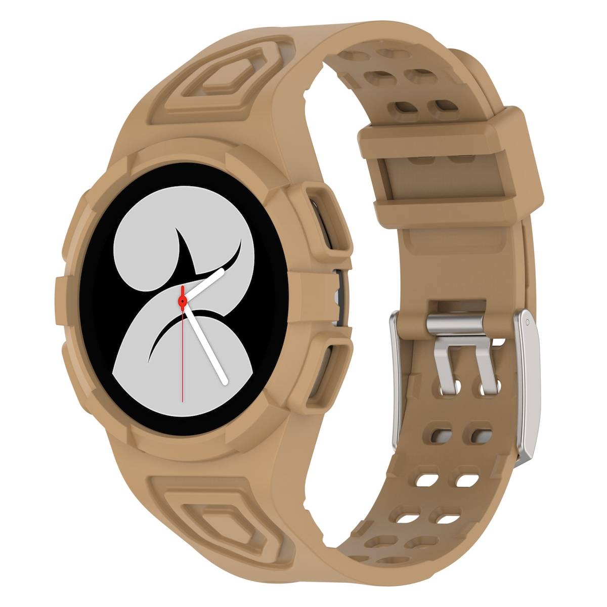 Für Samsung Galaxy Watch 5 44mm Silikon Uhrenarmband mit integriertem Gehäuse Coffee Ersatz Armband Smart Uhr