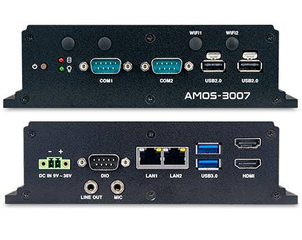 VIA AMOS-3007-1Q15A0 Industrie-PC/CarPC (1.5GHz Intel Atom, 9-36VDC, 2x LAN, -20° bis 70°C Erweiterter Temperaturbereic