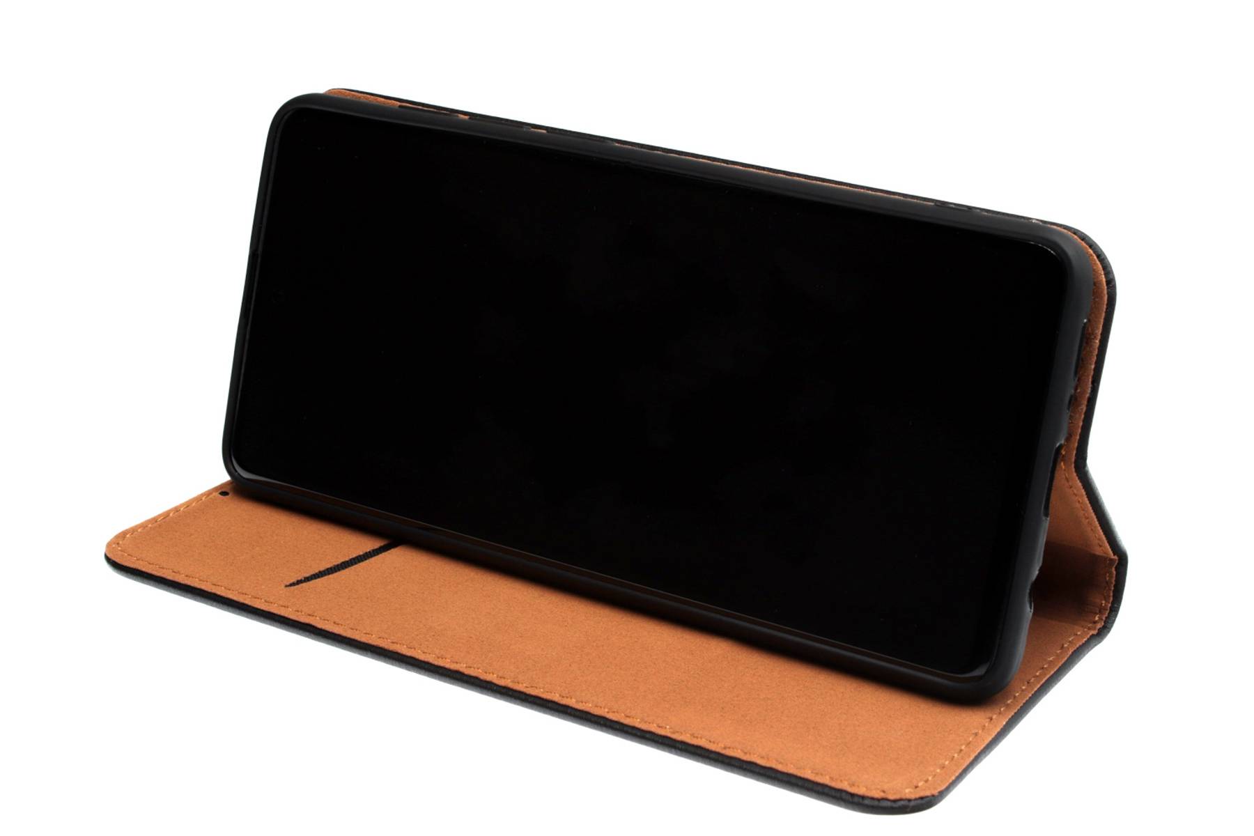 Echt Leder Bookcover Schwarz für Samsung Galaxy A17, Galaxy A17 5G