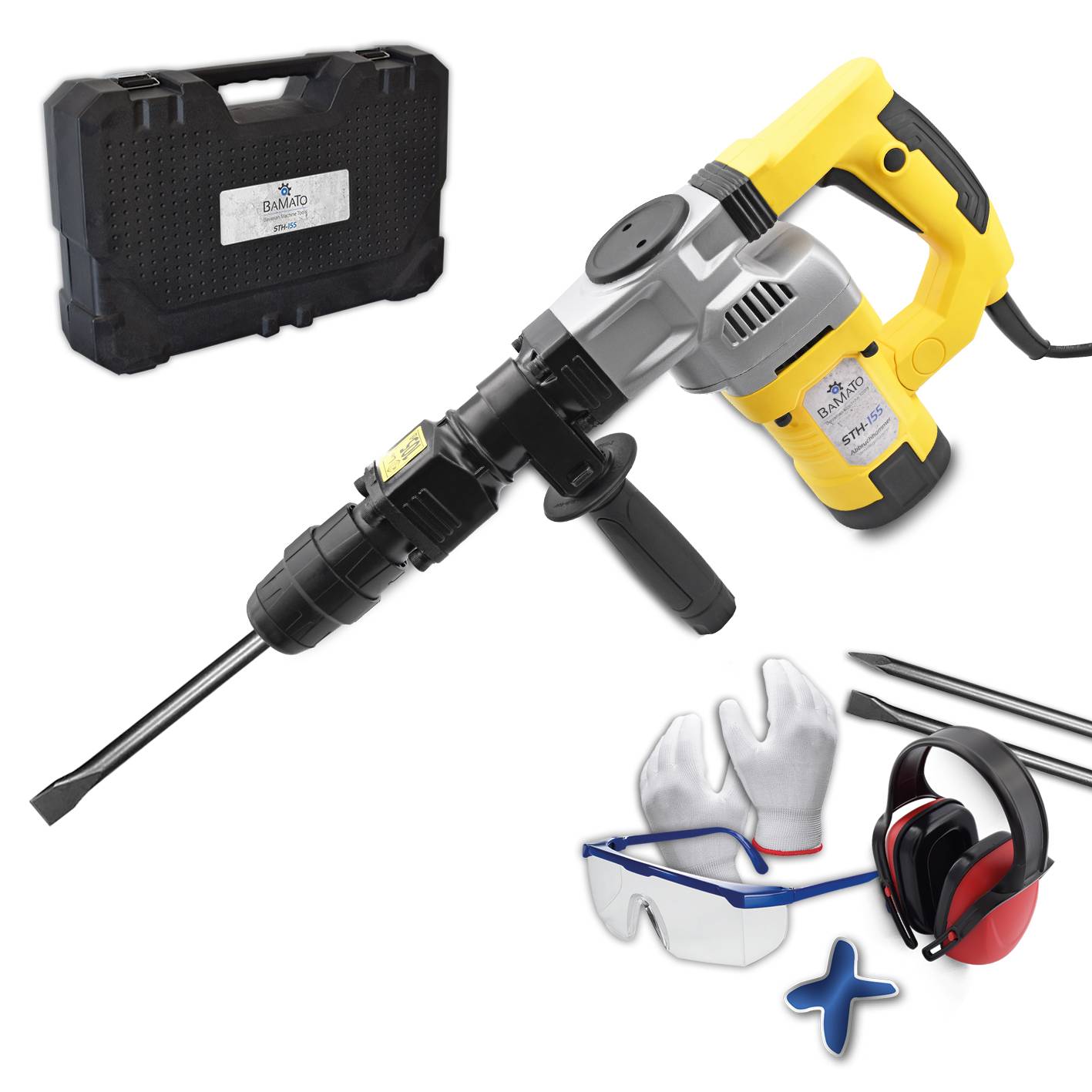 BAMATO Stemmhammer / Abbruchhammer STH-155 mit 7-tlg. Zubehörset