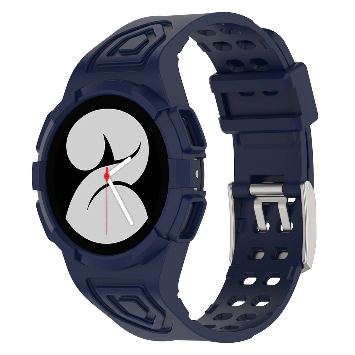Für Samsung Galaxy Watch 5 44mm Silikon Uhrenarmband mit integriertem Gehäuse Dunkelblau Ersatz Armband Smart Uhr