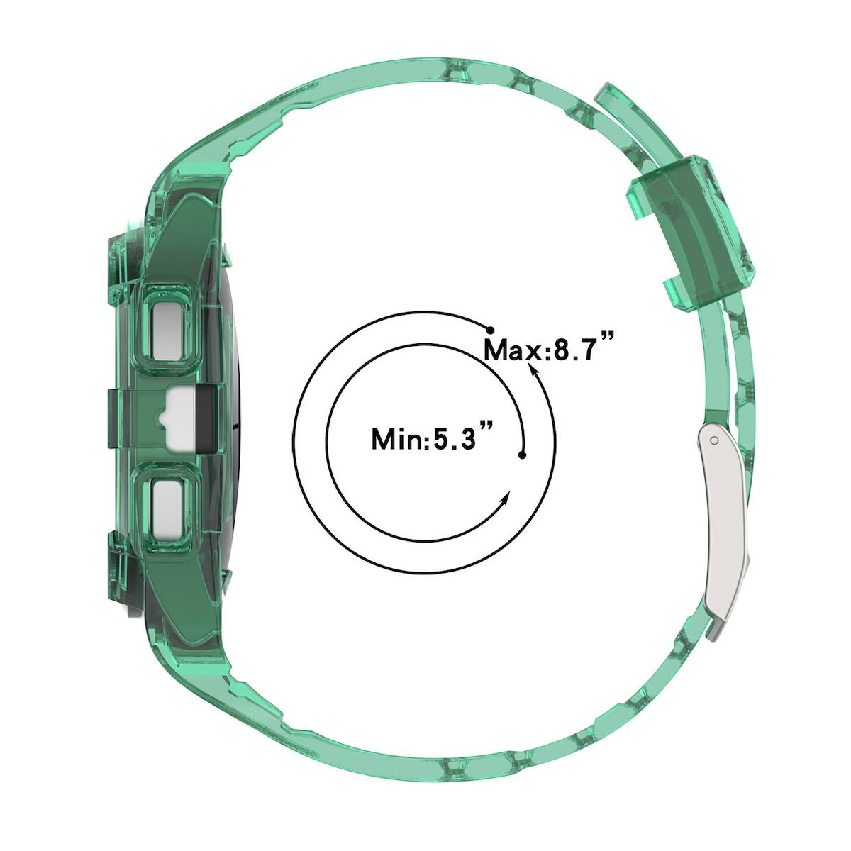 Für Samsung Galaxy Watch 5 44mm Silikon Uhrenarmband mit integriertem Gehäuse Transparent Grün Ersatz Armband Smart Uhr