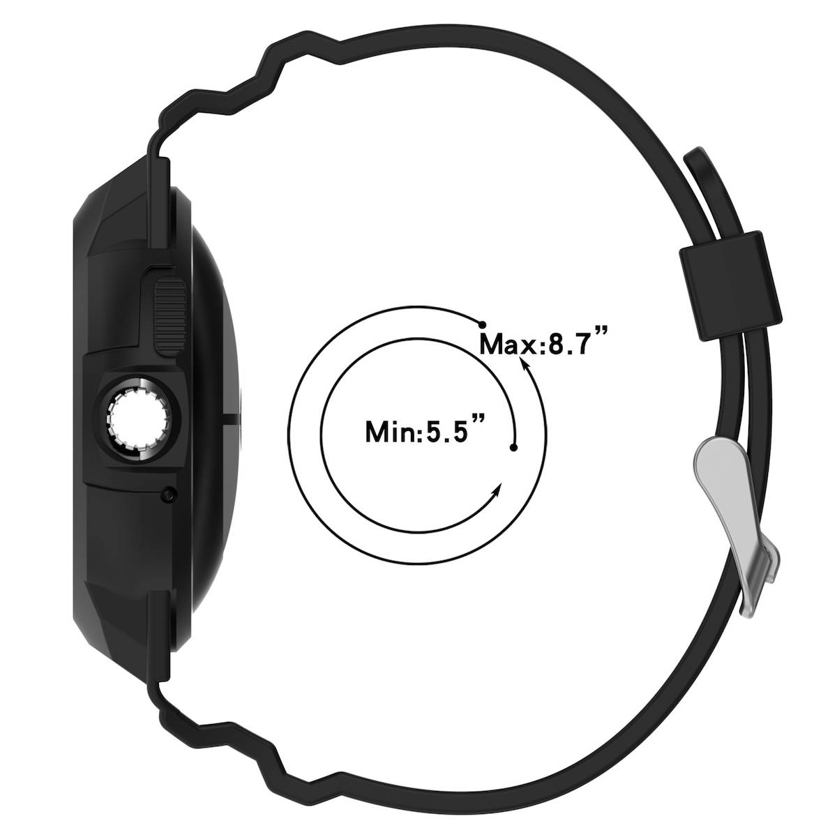 Für Google Pixel Watch 3 41mm / 2 / 1 Silikon Band mit Gehäuse Schwarz