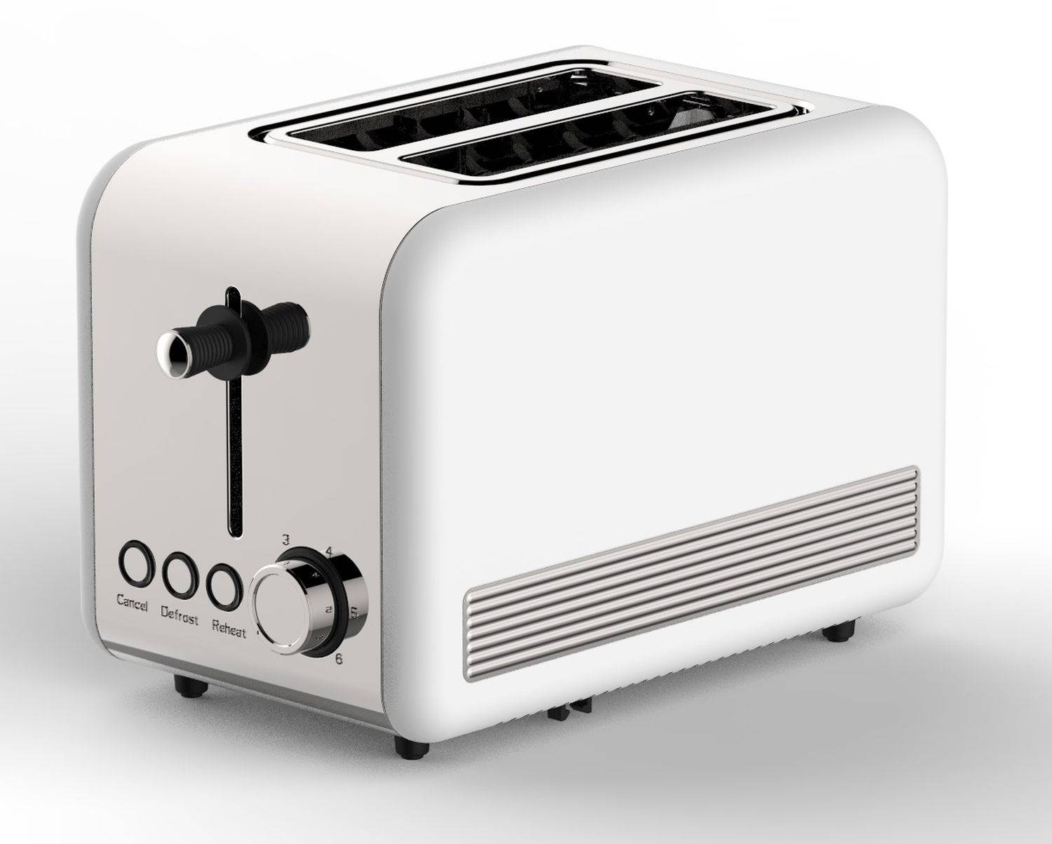 Toaster Retro 2-Scheiben Toaster Toastautomat 850 Watt Weiß/Silber
