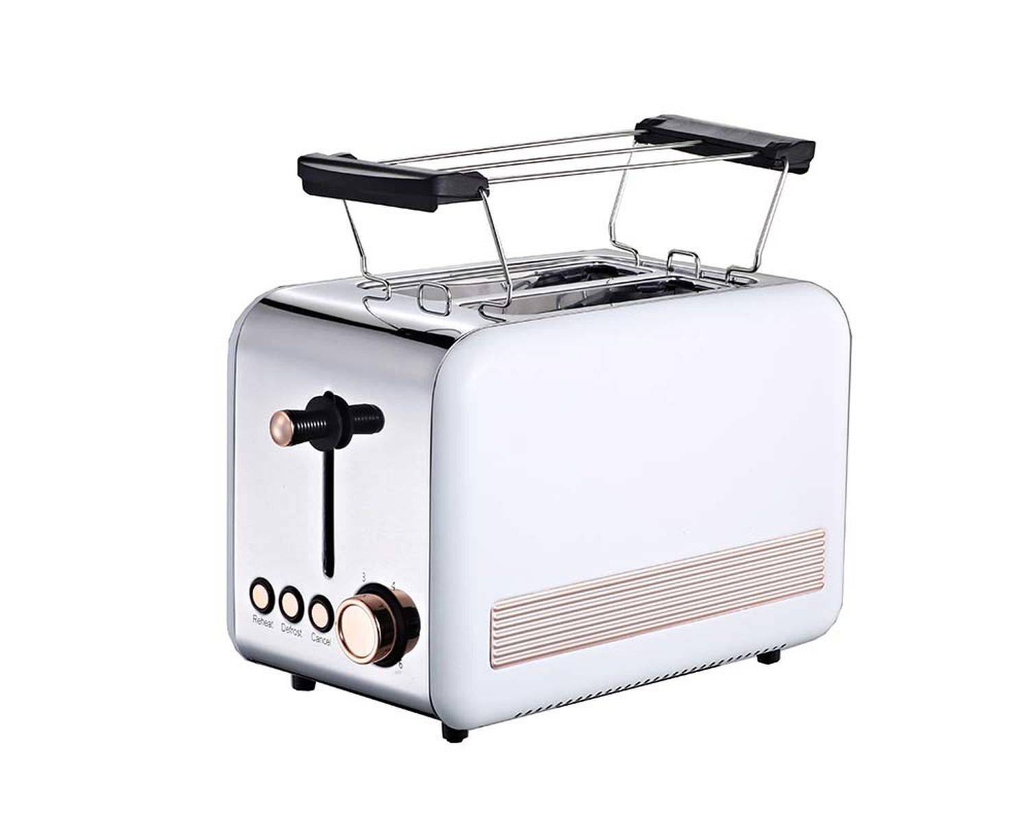 Toaster Retro 2-Scheiben Toaster Toastautomat 850 Watt weiß rosegold