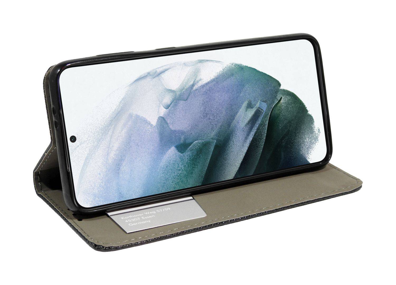 Buch Tasche "Smart" kompatibel mit SAMSUNG GALAXY A14 5G Handy Hülle Schutzhülle mit Standfunktion, Kartenfach Schwarz