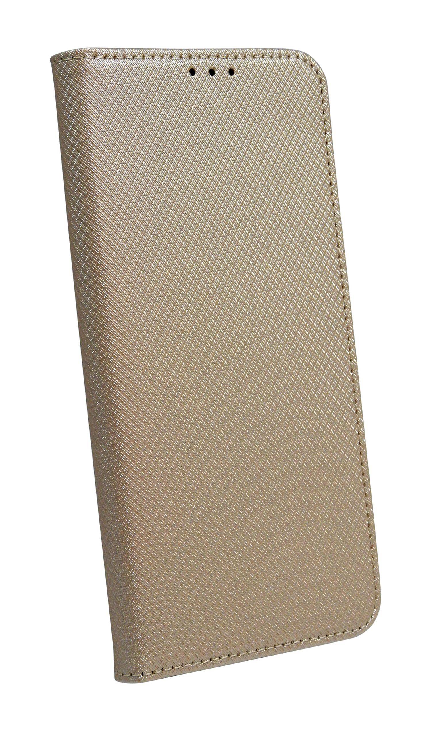 Buch Tasche "Smart" kompatibel mit SAMSUNG GALAXY A14 5G Handy Hülle Etui Schutzhülle mit Standfunktion, Kartenfach Gold