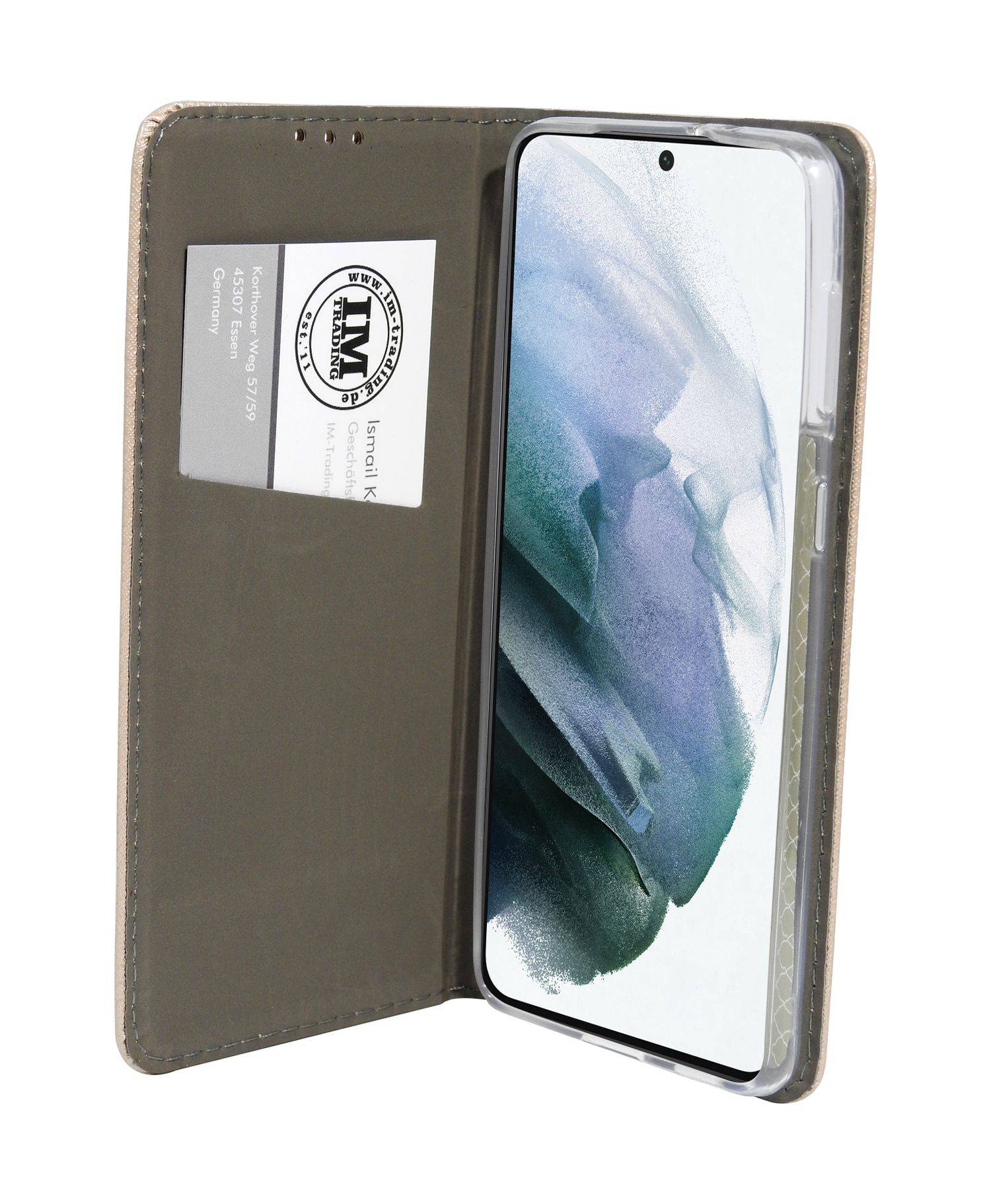 Buch Tasche "Smart" kompatibel mit SAMSUNG GALAXY A14 5G Handy Hülle Etui Schutzhülle mit Standfunktion, Kartenfach Gold