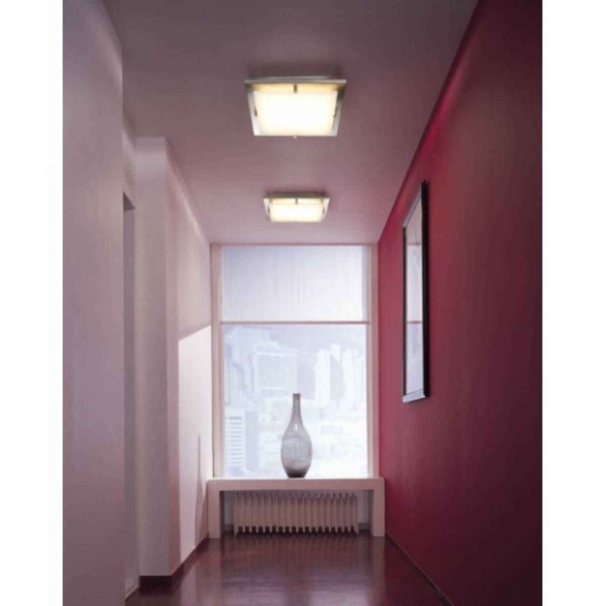 Halogen Wandleuchte Deckenleuchte Silber Glas Eckig 37 x 37cm