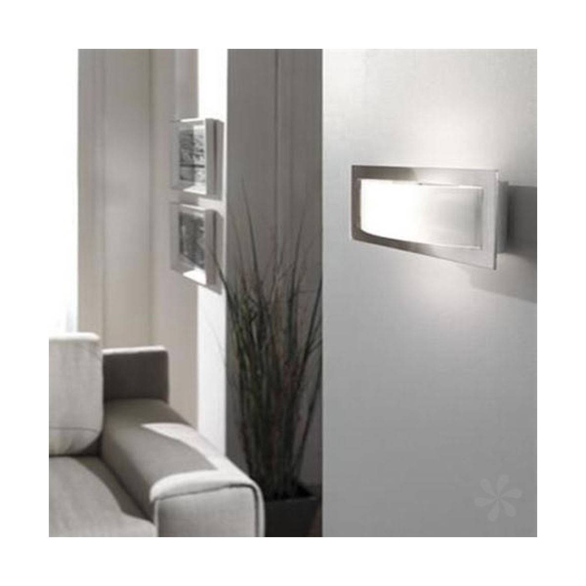 Wandleuchte Halogen Stahl gebürstet Glas Dimmbar 30cm breit