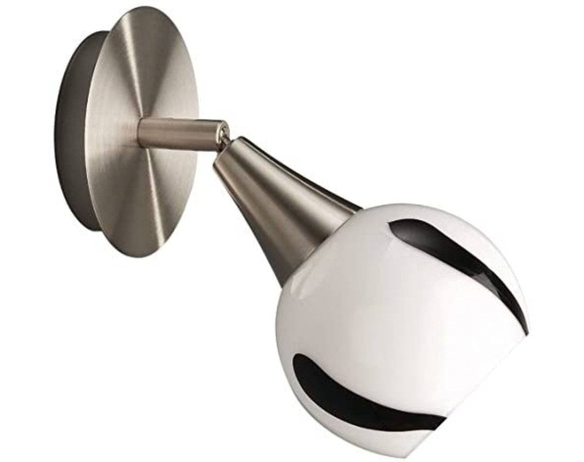 Energiespar Wandspot Strahler Schwarz Weiss Schwenkbar Dekorglas Stahl Schalter