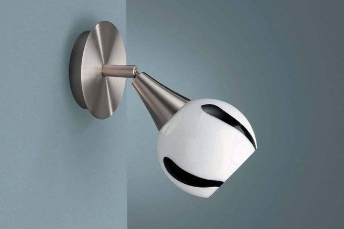 Energiespar Wandspot Strahler Schwarz Weiss Schwenkbar Dekorglas Stahl Schalter