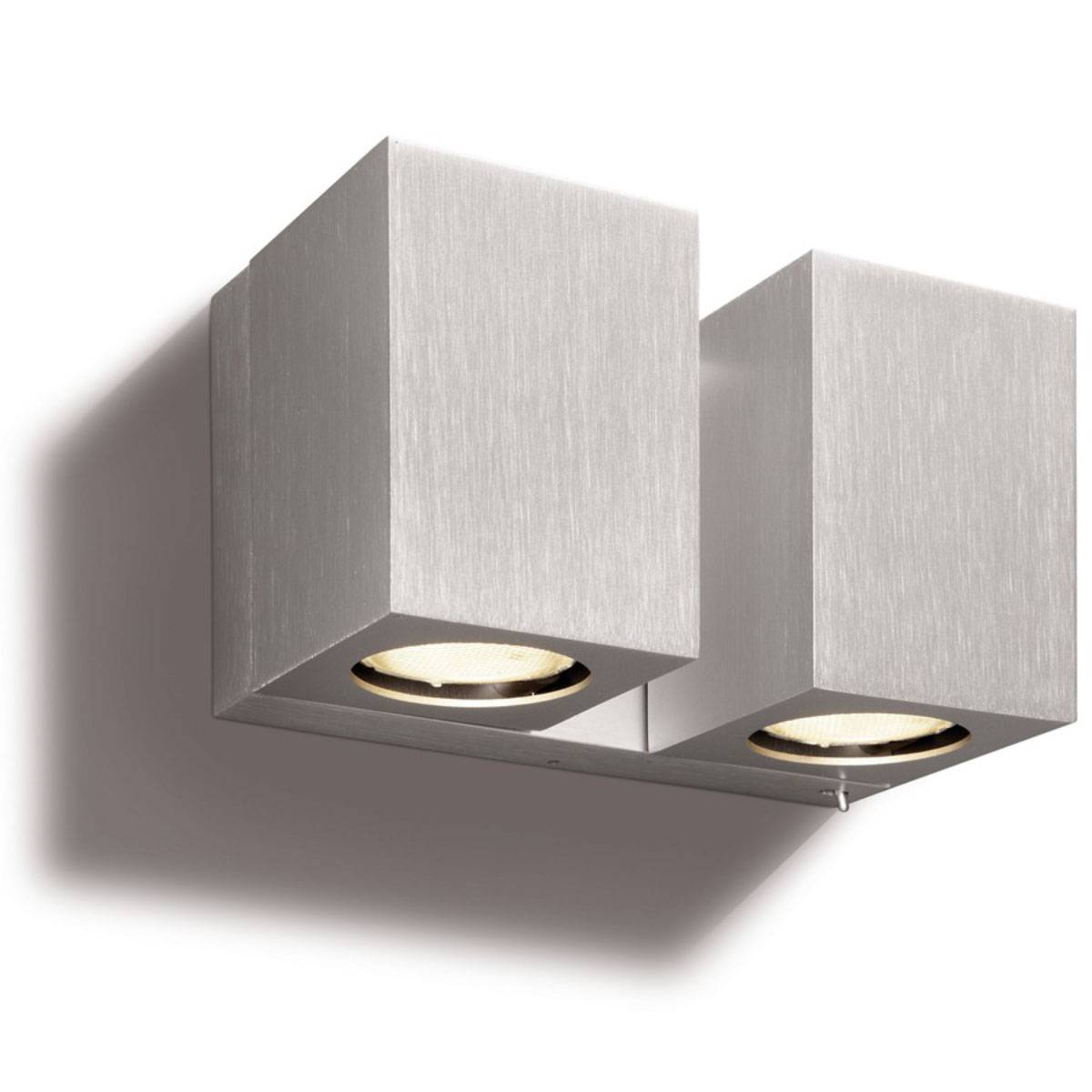 TopSelection Halogen Wandleuchte Tara Wandlampe 2x GU10 mit Schalter Kantig