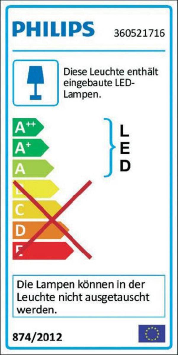 Philips LED Wandleuchte Novum Wandlampe Modern Silber 36052-17-16