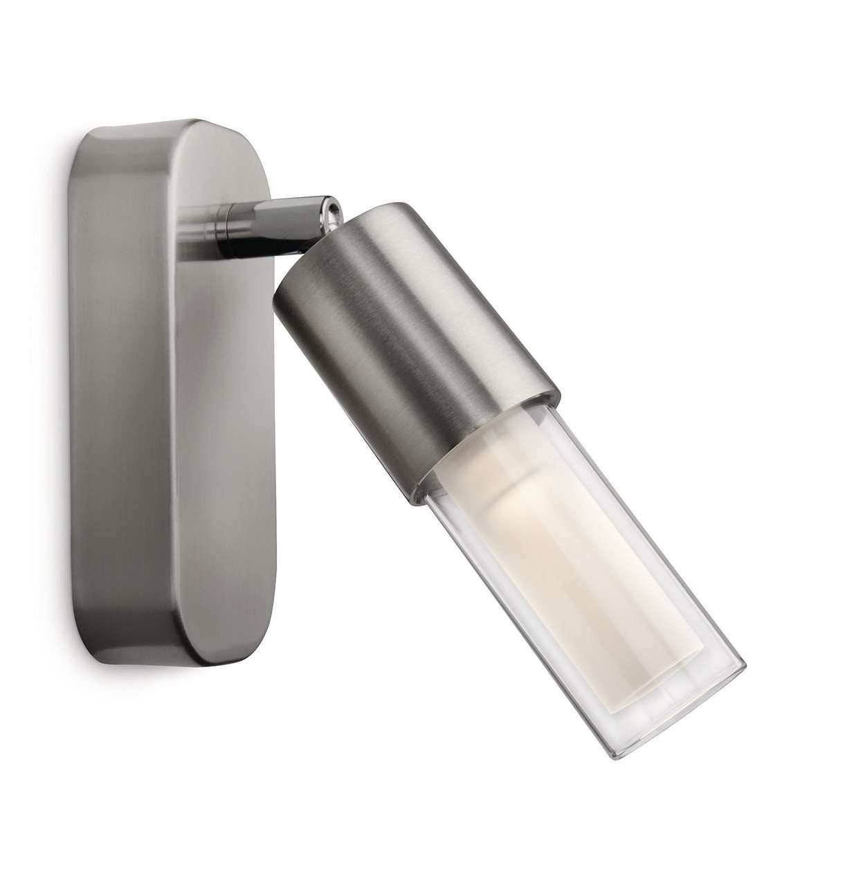Philips LED Spot Pilaster Glas Metall 4W Stahl gebürstet Schwenkbar