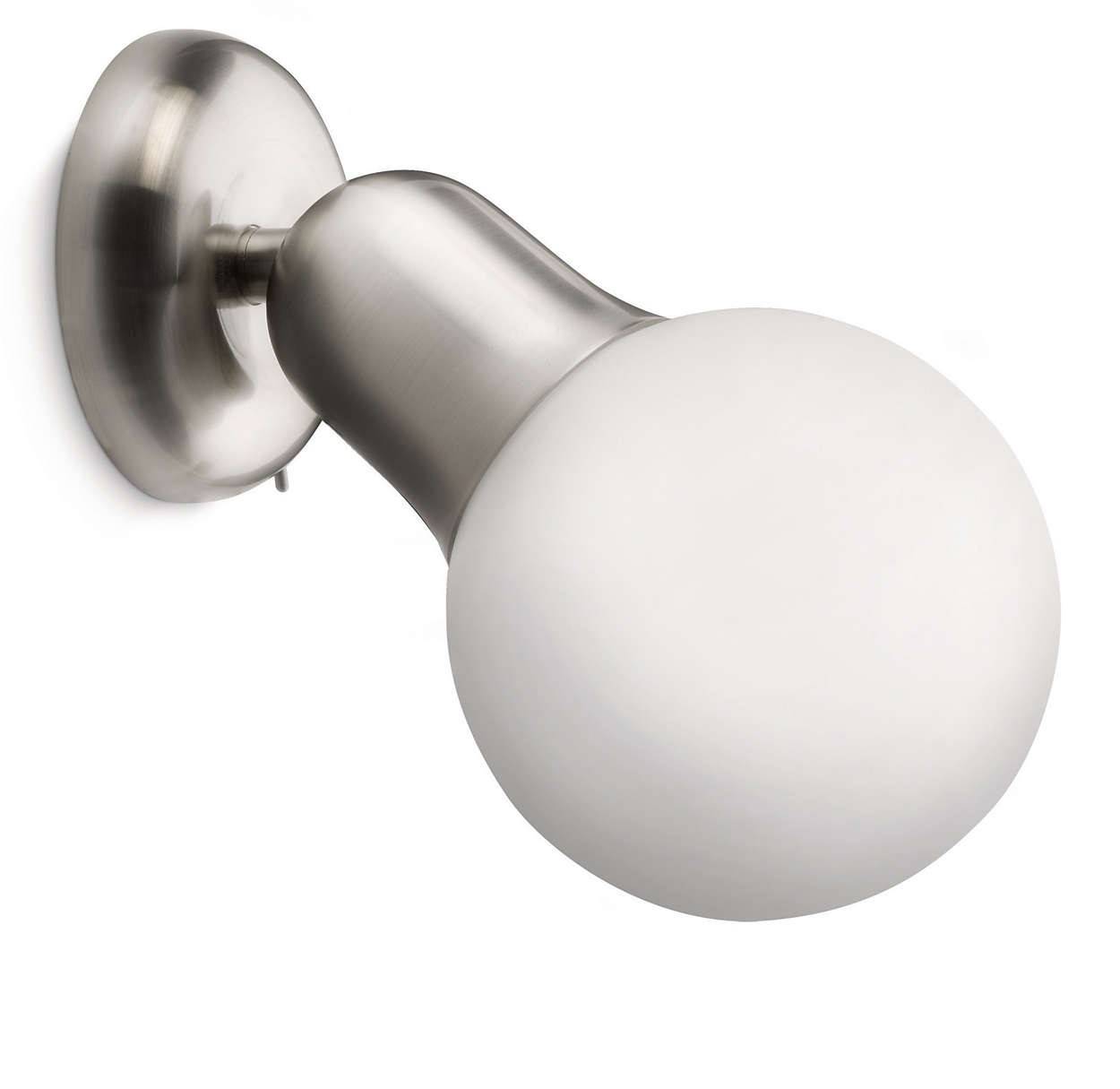 Philips Ecomoods Wandleuchte Energiespar Stahl gebürstet Glas Drehbar Schalter