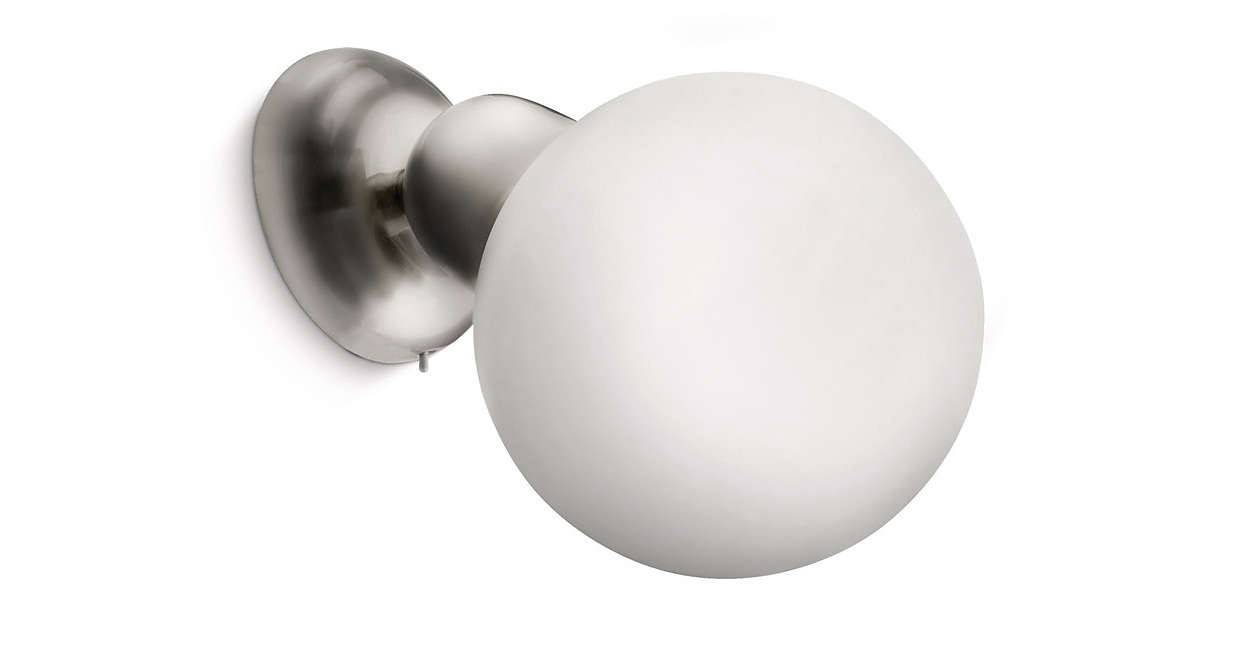 Philips Ecomoods Wandleuchte Energiespar Stahl gebürstet Glas Drehbar Schalter