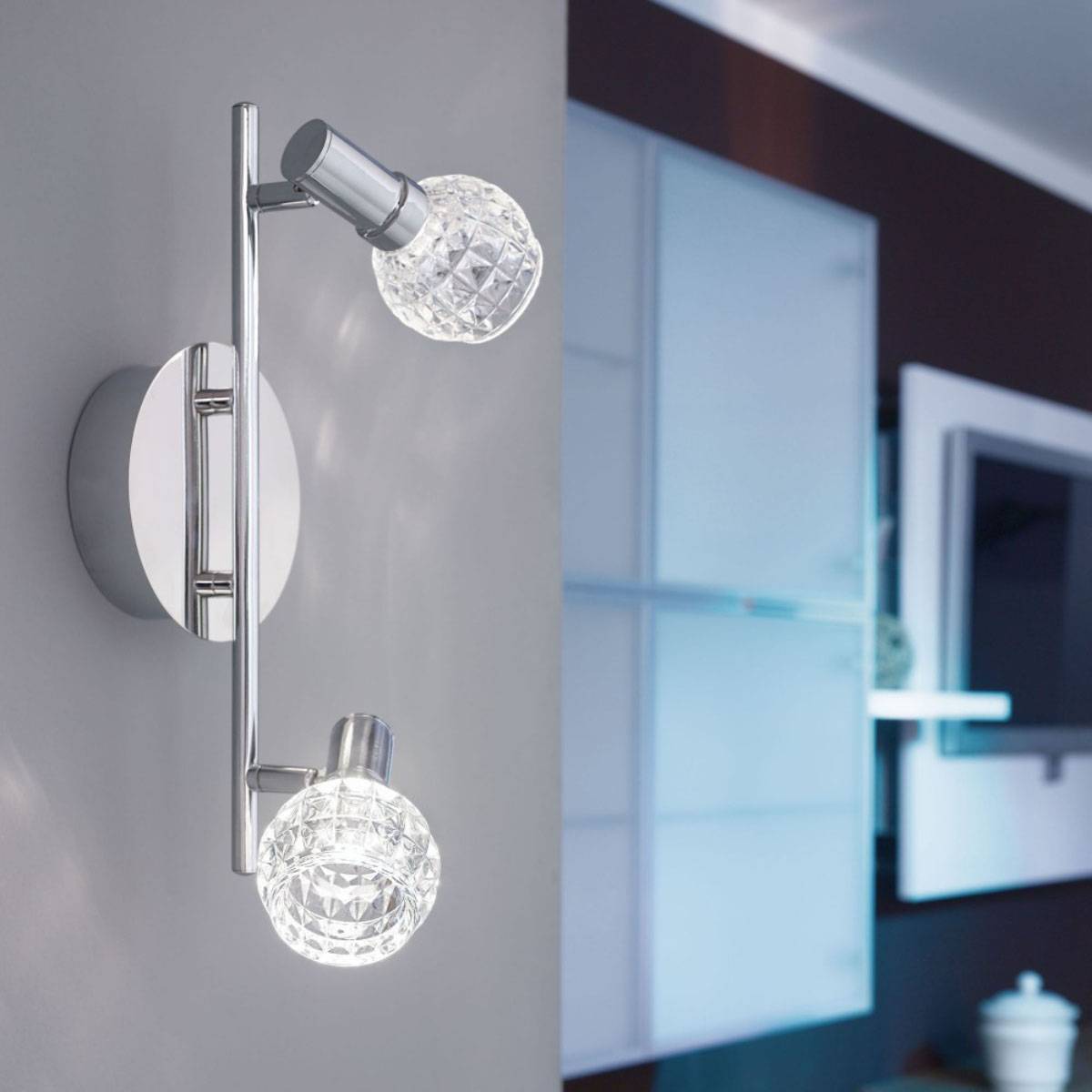 Eglo Wandleuchte Deckenleuchte LED Glas Strahler Spot 2 flg. je 5W