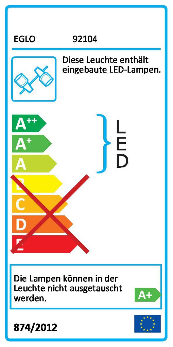 Eglo Wandleuchte Deckenleuchte LED Glas Strahler Spot 2 flg. je 5W