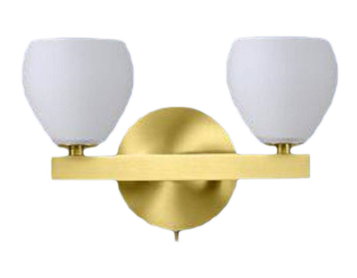 Wandleuchte Halogen Messing Kippschalter 2x GY6,35/12V max. je 35W/230V Glas